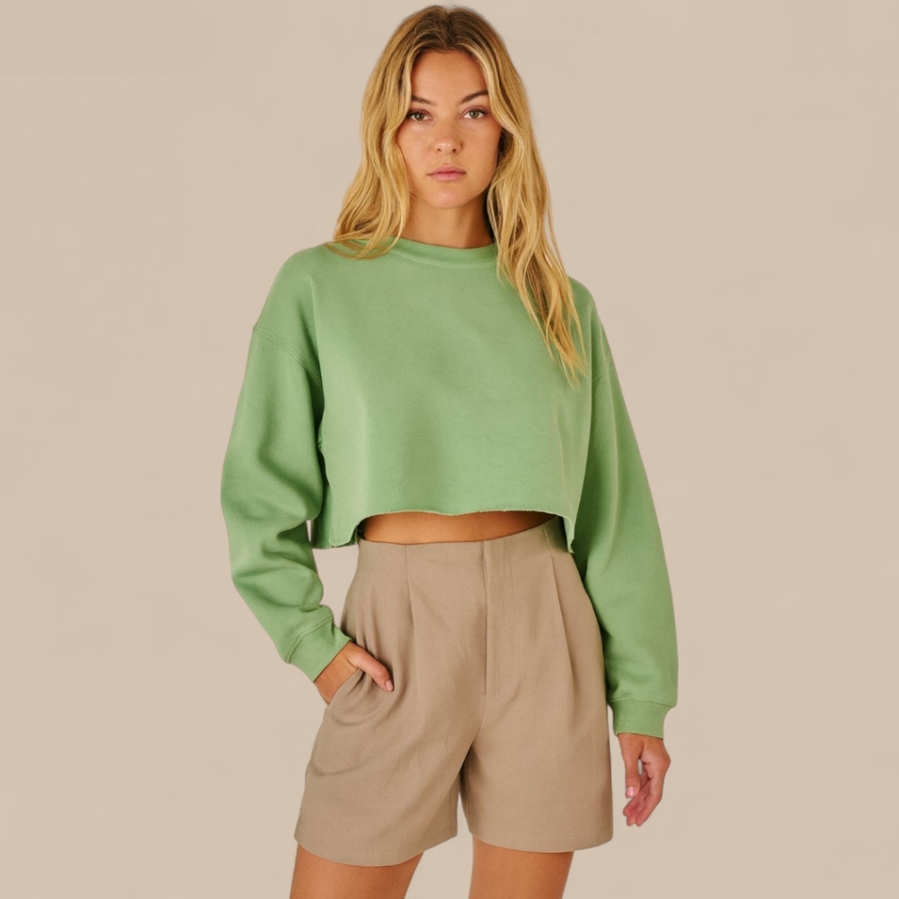 WEWOREWHAT Fair Green Cutoff Pullover XS NWT Clean Girl Aesthetic Cozy